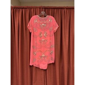 Needle & Thread Neon Coral Beaded Dress US 10 / UK 14 PLS READ